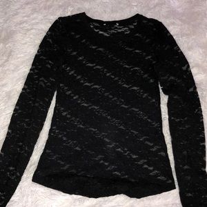 Black Lace Long-Sleeve Shirt
